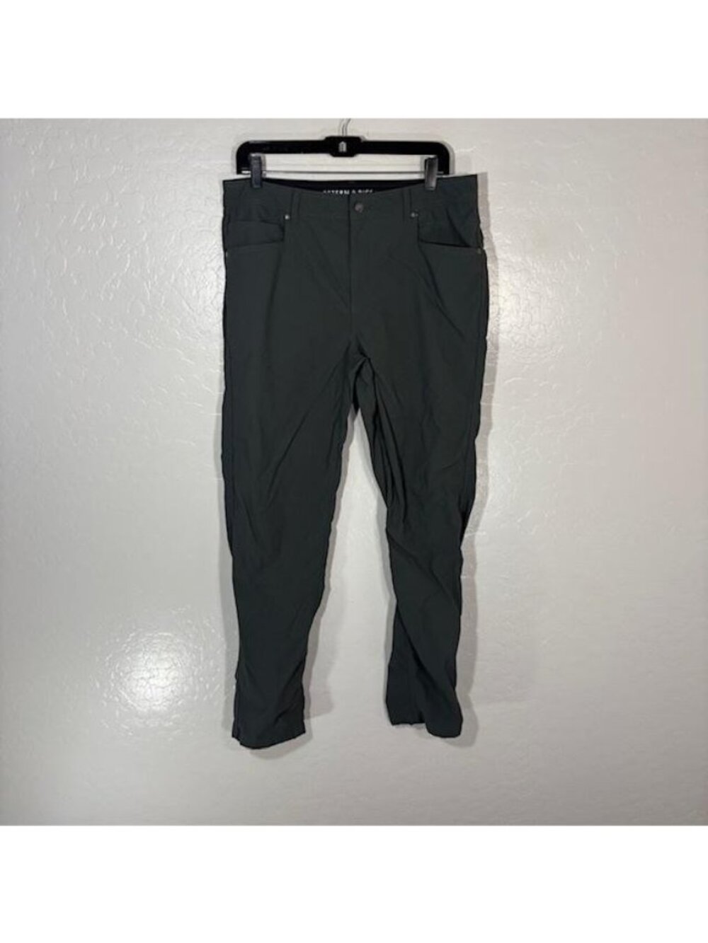 Western Rise Pants Mens 34x32 Gray Slim Fit Stretch Chino Casual Tech Travel